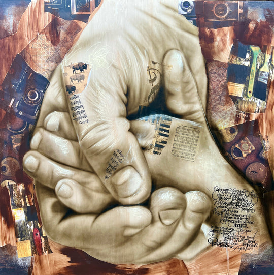:Father's Touch: Limited Edition Hand - Embellished Canvas Giclée